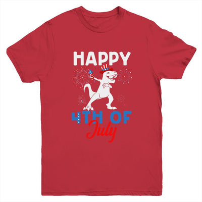 Happy 4th Of July T Rex Patriotic Funny Boys Kids Youth-Youth Shirt-Youth T-Shirt-Red