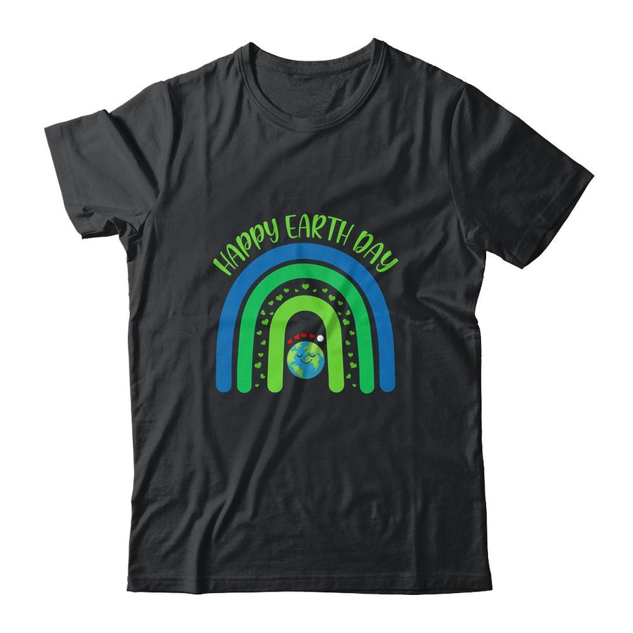 Happy Earth Day Cute Earth Rainbow Lover-T-Shirt & Hoodie-Classic T-Shirt-Black