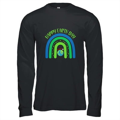 Happy Earth Day Cute Earth Rainbow Lover-T-Shirt & Hoodie-Long Sleeve T-Shirt-Black