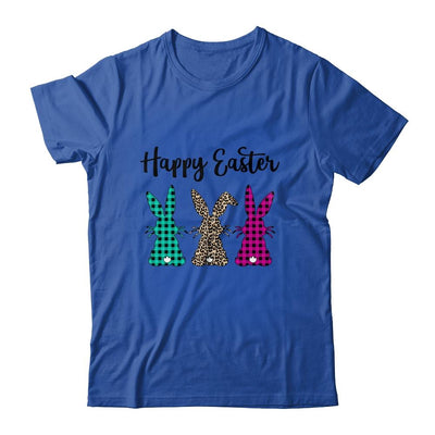 Happy Easter Buffalo Plaid Leopard Print Easter Bunnies-T-Shirt & Hoodie-Classic T-Shirt-Royal