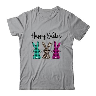 Happy Easter Buffalo Plaid Leopard Print Easter Bunnies-T-Shirt & Hoodie-Classic T-Shirt-Sport Grey