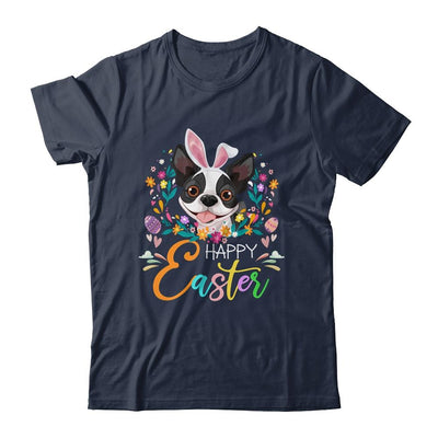 Happy Easter Bunny Boston Terrier Lovers With Easter Eggs-T-Shirt & Tank Top-Classic T-Shirt-Navy