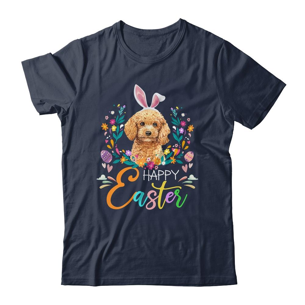Happy Easter Bunny Poodle Lovers With Easter Eggs-T-Shirt & Tank Top-Classic T-Shirt-Navy