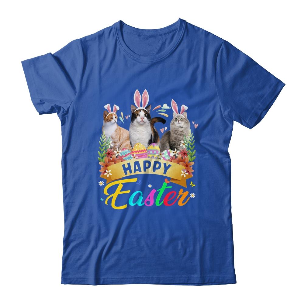 Happy Easter Three Cat Wearing Bunny Ears Basket-T-Shirt & Tank Top-Classic T-Shirt-Royal