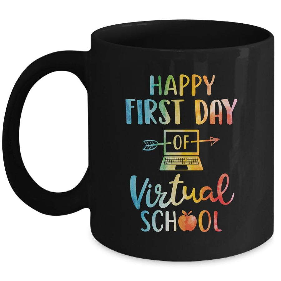 Happy First Day of Virtual School Teacher Online Teaching Mug-Coffee Mug-Mug-Black