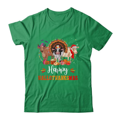 Happy Hallothanksmas Cow Turkey Halloween Thanksgiving Gifts-T-Shirt & Sweatshirt-Classic T-Shirt-Irish Green