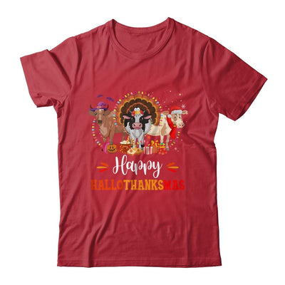 Happy Hallothanksmas Cow Turkey Halloween Thanksgiving Gifts-T-Shirt & Sweatshirt-Classic T-Shirt-Red