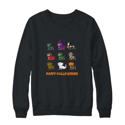 Happy Halloween Halloweiner Dachshund Dog Lovers-T-Shirt & Sweatshirt-Crewneck Sweatshirt-Black