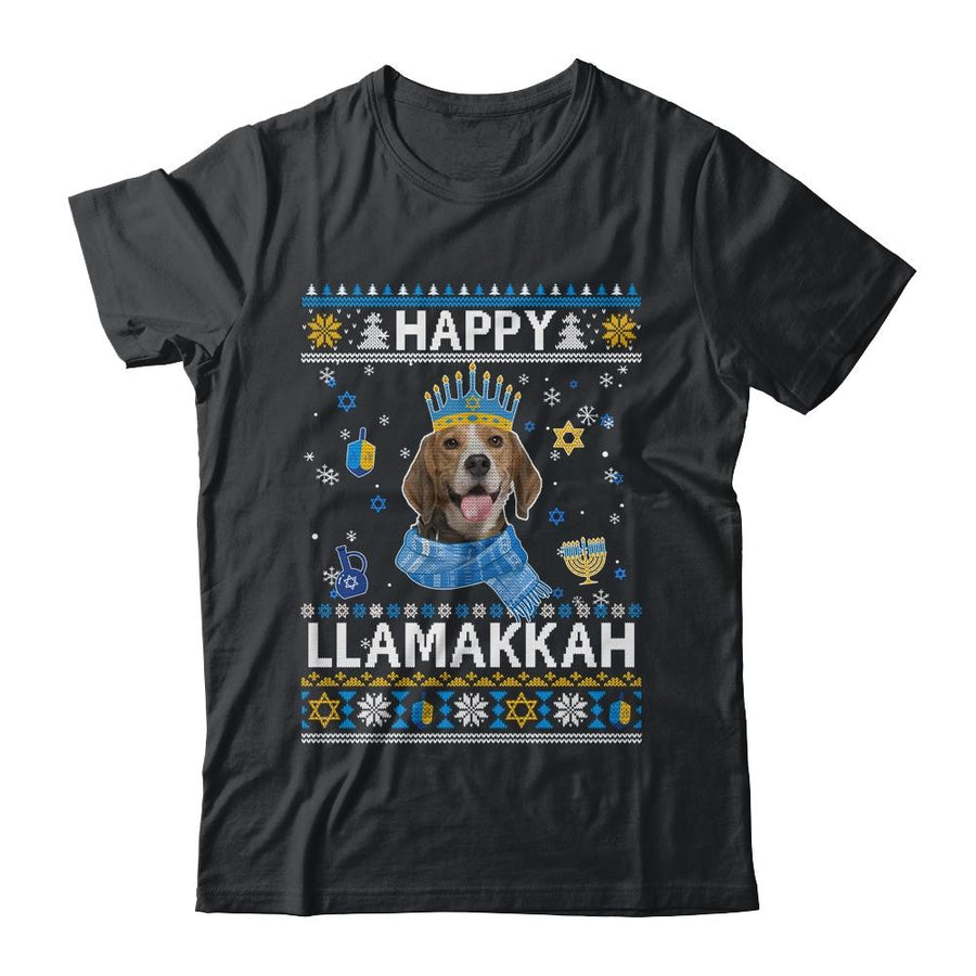 Happy Hanukkah Beagle Hanukkah Ugly Sweater Christmas-T-Shirt & Sweatshirt-Classic T-Shirt-Black