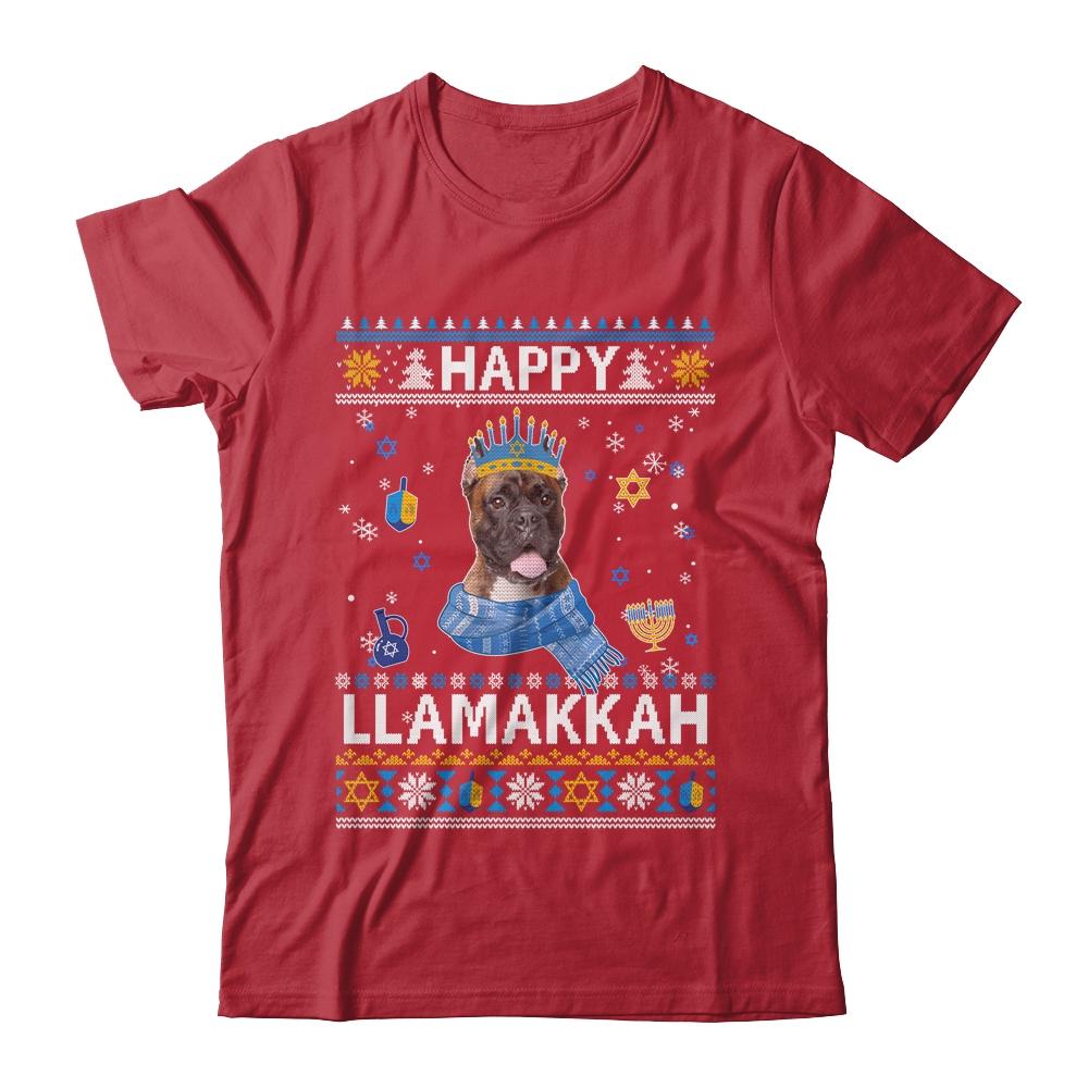 Happy Hanukkah Boxer Hanukkah Ugly Sweater Christmas-T-Shirt & Sweatshirt-Classic T-Shirt-Red