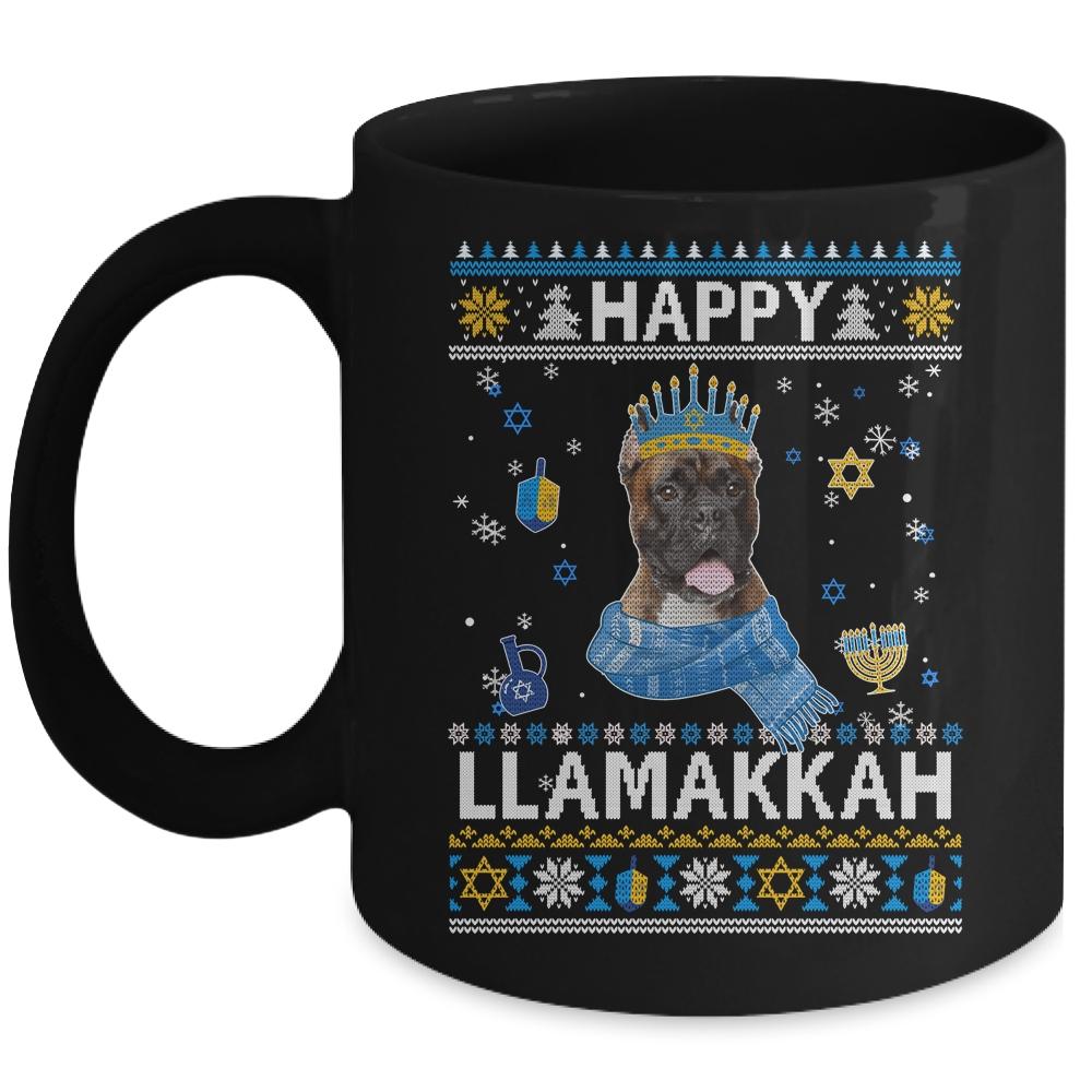 Happy Hanukkah Boxer Hanukkah Ugly Sweater Christmas Mug
