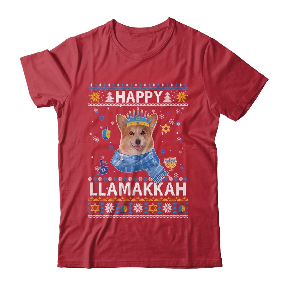 Happy Hanukkah Corgi Hanukkah Ugly Sweater Christmas-T-Shirt & Sweatshirt-Classic T-Shirt-Red