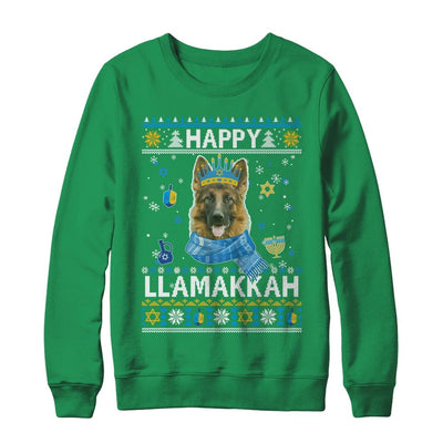 Happy Hanukkah German Shepherd Hanukkah Ugly Sweater Christmas-T-Shirt & Sweatshirt-Crewneck Sweatshirt-Irish Green