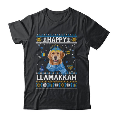 Happy Hanukkah Golden Retriever Hanukkah Ugly Sweater Christmas-T-Shirt & Sweatshirt-Classic T-Shirt-Black