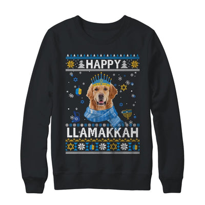 Happy Hanukkah Golden Retriever Hanukkah Ugly Sweater Christmas-T-Shirt & Sweatshirt-Crewneck Sweatshirt-Black