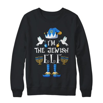 Happy Hanukkah Jewish Elf Family Group Christmas Pajama-T-Shirt & Sweatshirt-Crewneck Sweatshirt-Black