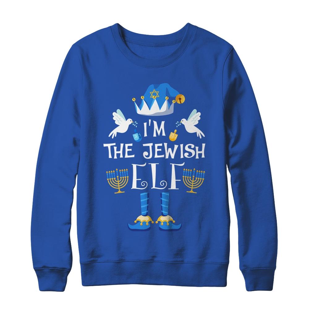 Happy Hanukkah Jewish Elf Family Group Christmas Pajama-T-Shirt & Sweatshirt-Crewneck Sweatshirt-Royal