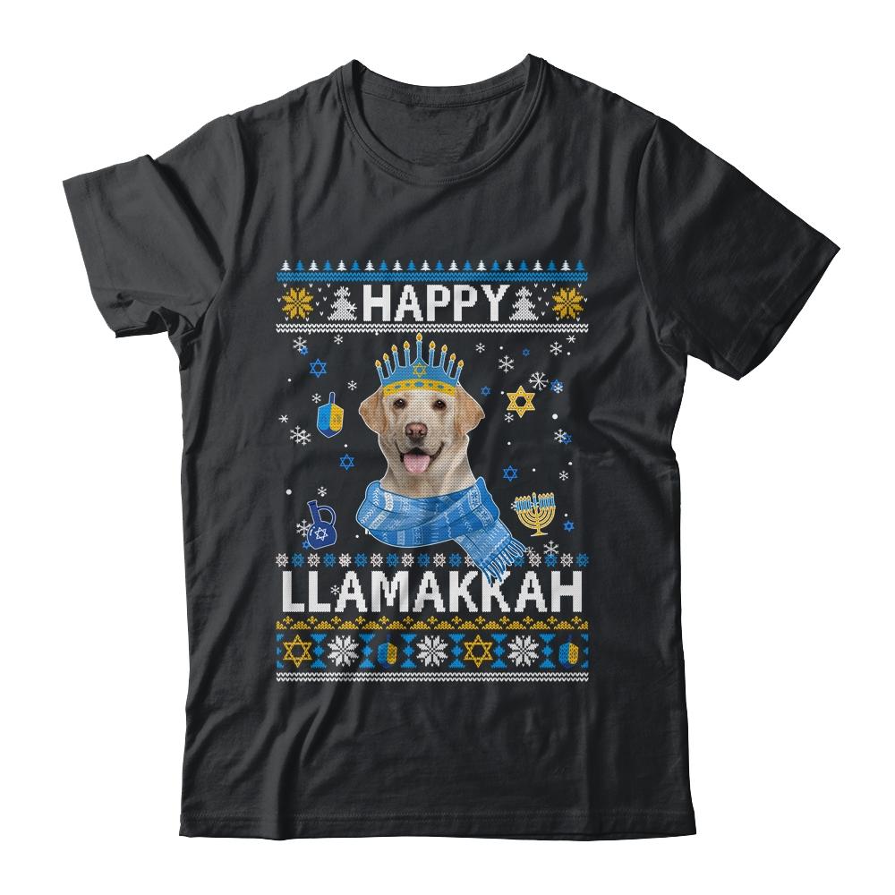 Happy Hanukkah Labrador Hanukkah Ugly Sweater Christmas-T-Shirt & Sweatshirt-Classic T-Shirt-Black