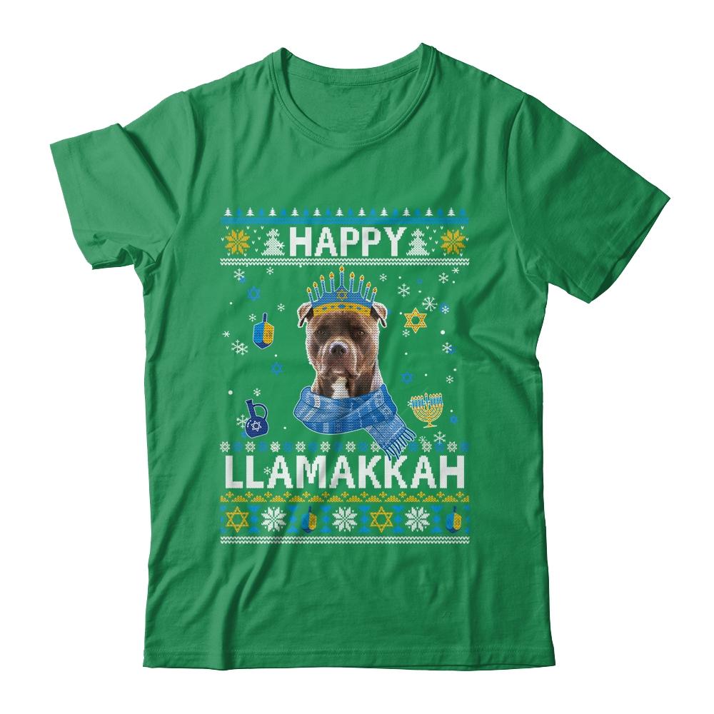 Happy Hanukkah Pitbull Hanukkah Ugly Sweater Christmas-T-Shirt & Sweatshirt-Classic T-Shirt-Irish Green