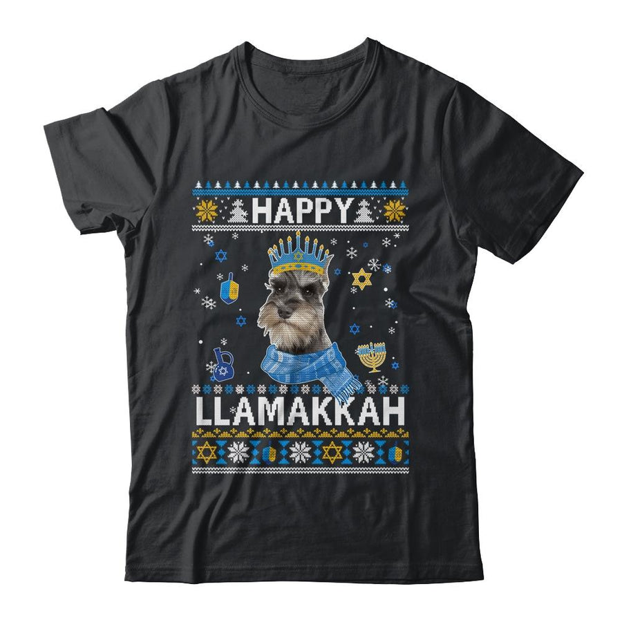 Happy Hanukkah Schnauzer Hanukkah Ugly Sweater Christmas-T-Shirt & Sweatshirt-Classic T-Shirt-Black