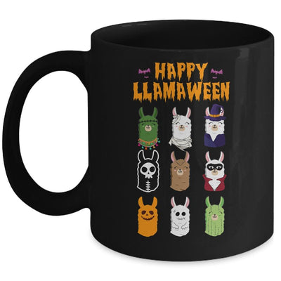 Happy Llamaween Halloween Llama Funny Girl Boy Kids Mug-Coffee Mug-Mug-Black
