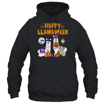Happy Llamaween Llama Halloween Costume Kids Boys Girls Gift-T-Shirt & Hoodie-Pullover Hoodie-Black