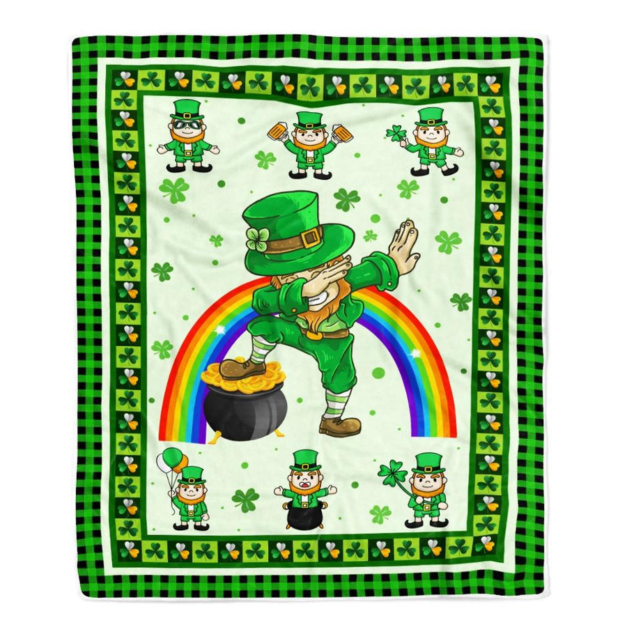 Happy St. Patrick's Day Lucky Clover Shamrock Irish Dabbing Leprechauns Fleece Blanket-Blanket-Fleece Blanket-30 x 40 Inches - Baby Size
