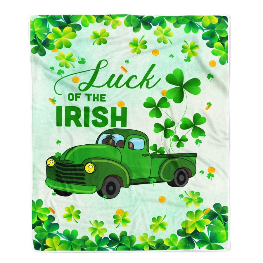 Happy Saint Patrick Day Luck of Irish Green Truck Fleece Blanket-Blanket-Fleece Blanket-30 x 40 Inches - Baby Size