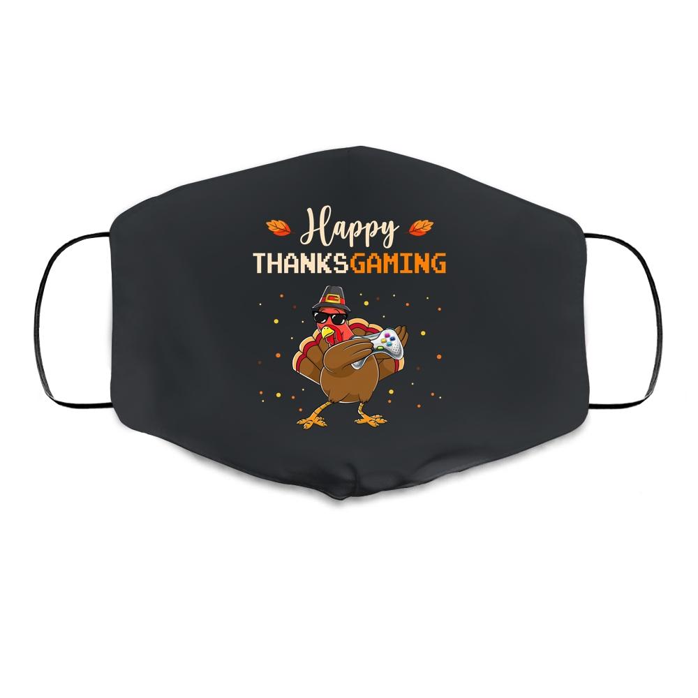 Happy Thanksgiving Video Game Dabbing Turkey Cloth Face Mask