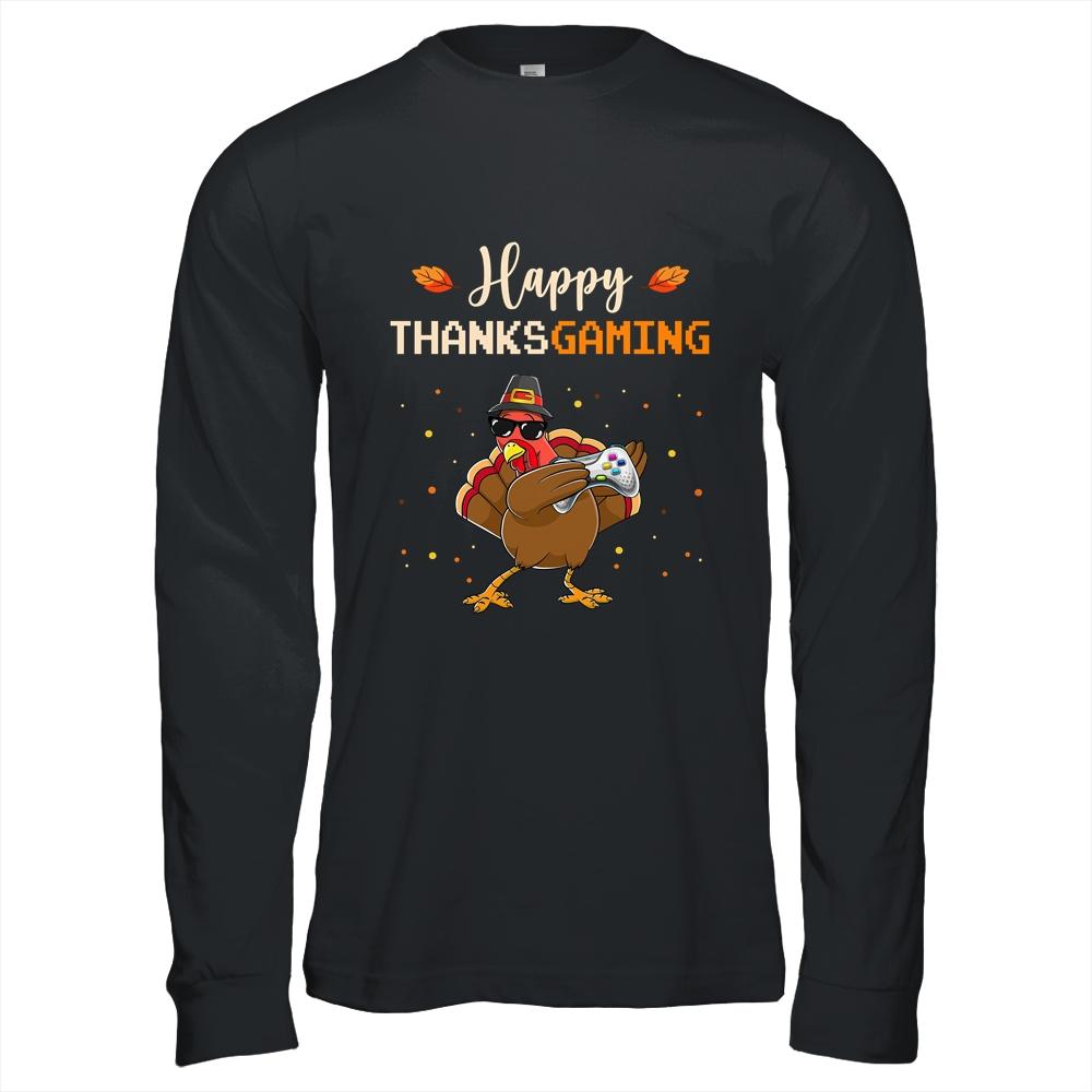 Happy Thanksgiving Video Game Dabbing Turkey-T-Shirt & Hoodie-Long Sleeve T-Shirt-Black