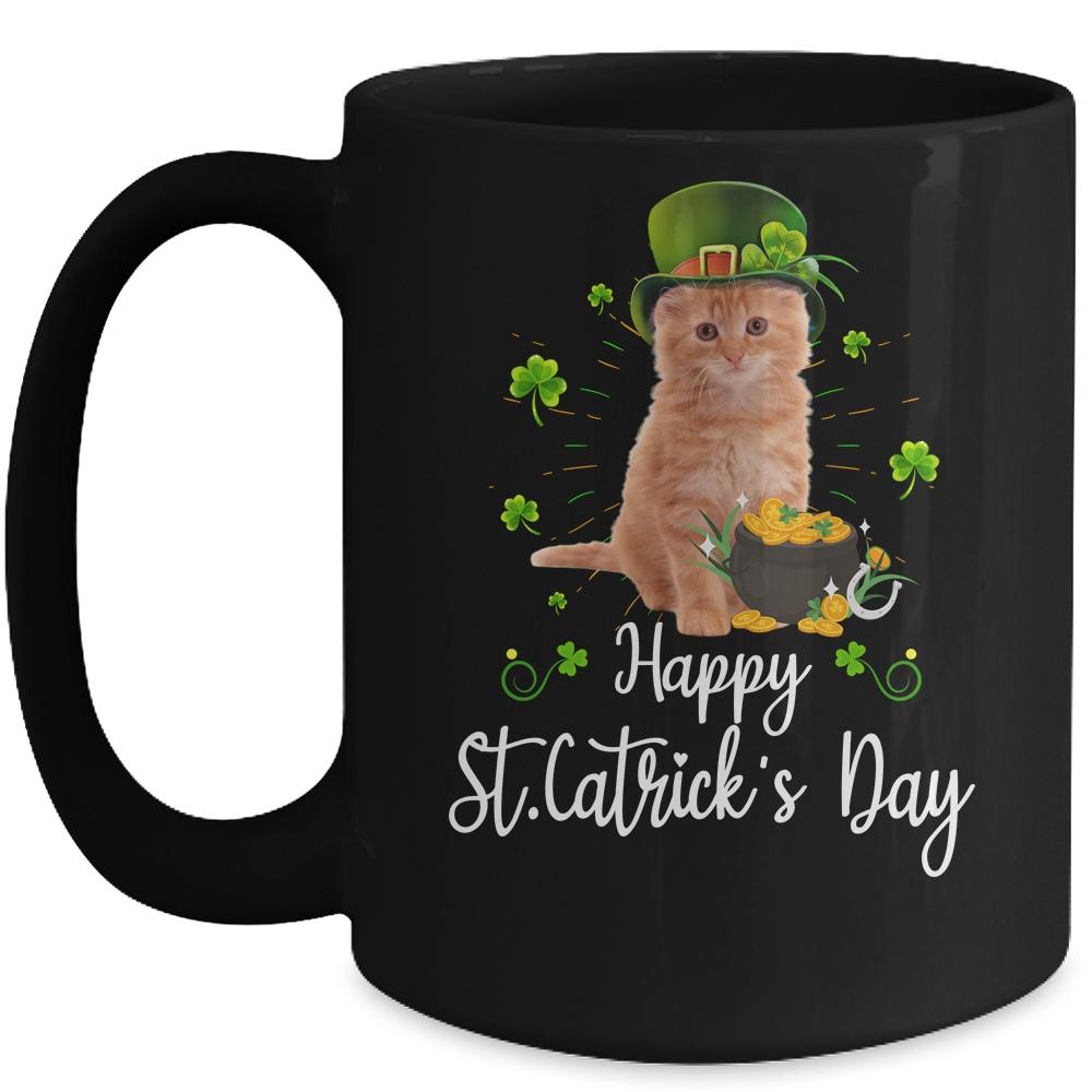 Happy st catrick's day cat st patricks day Women Kids Mug-Coffee Mug-Mug-Black