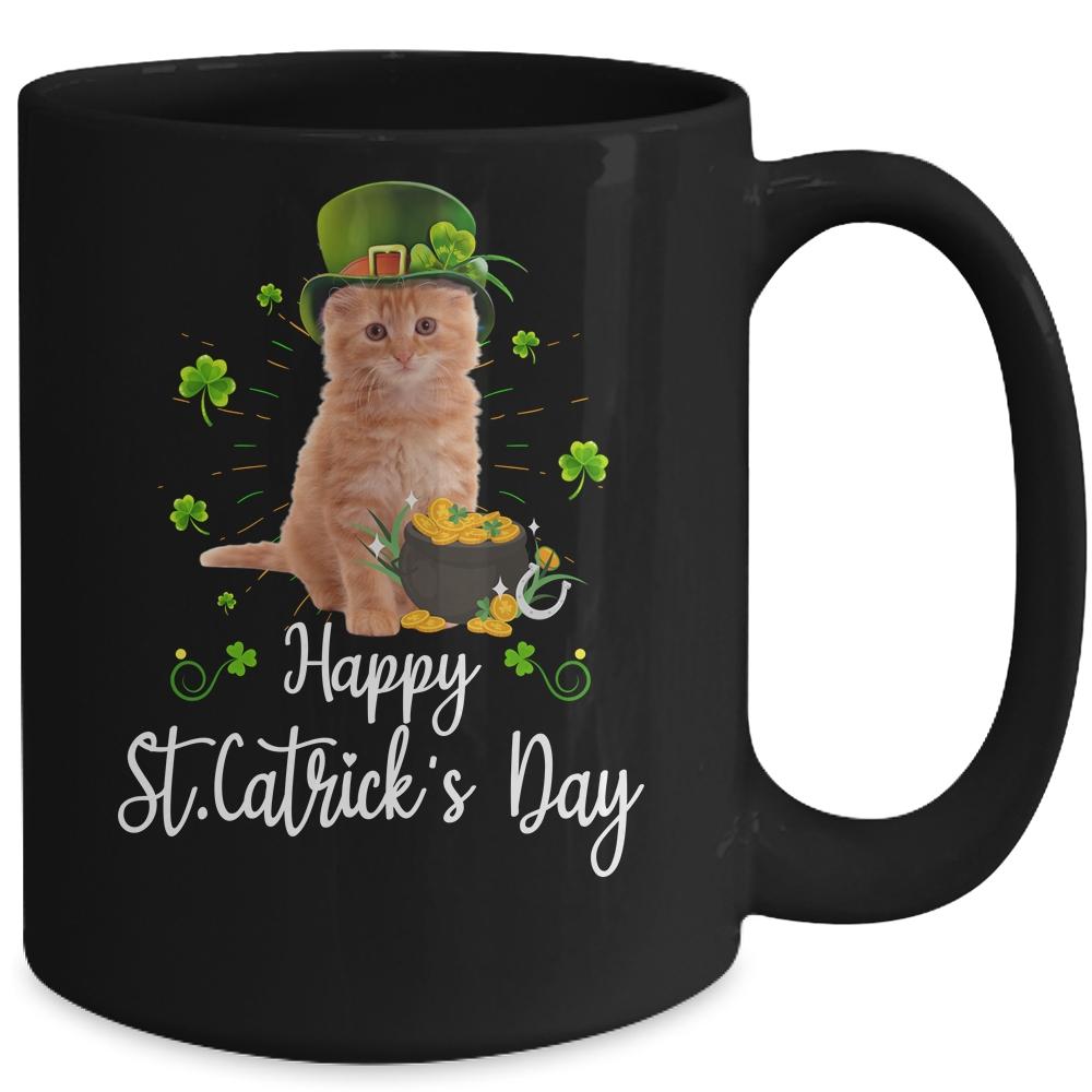 Happy st catrick's day cat st patricks day Women Kids Mug-Coffee Mug-