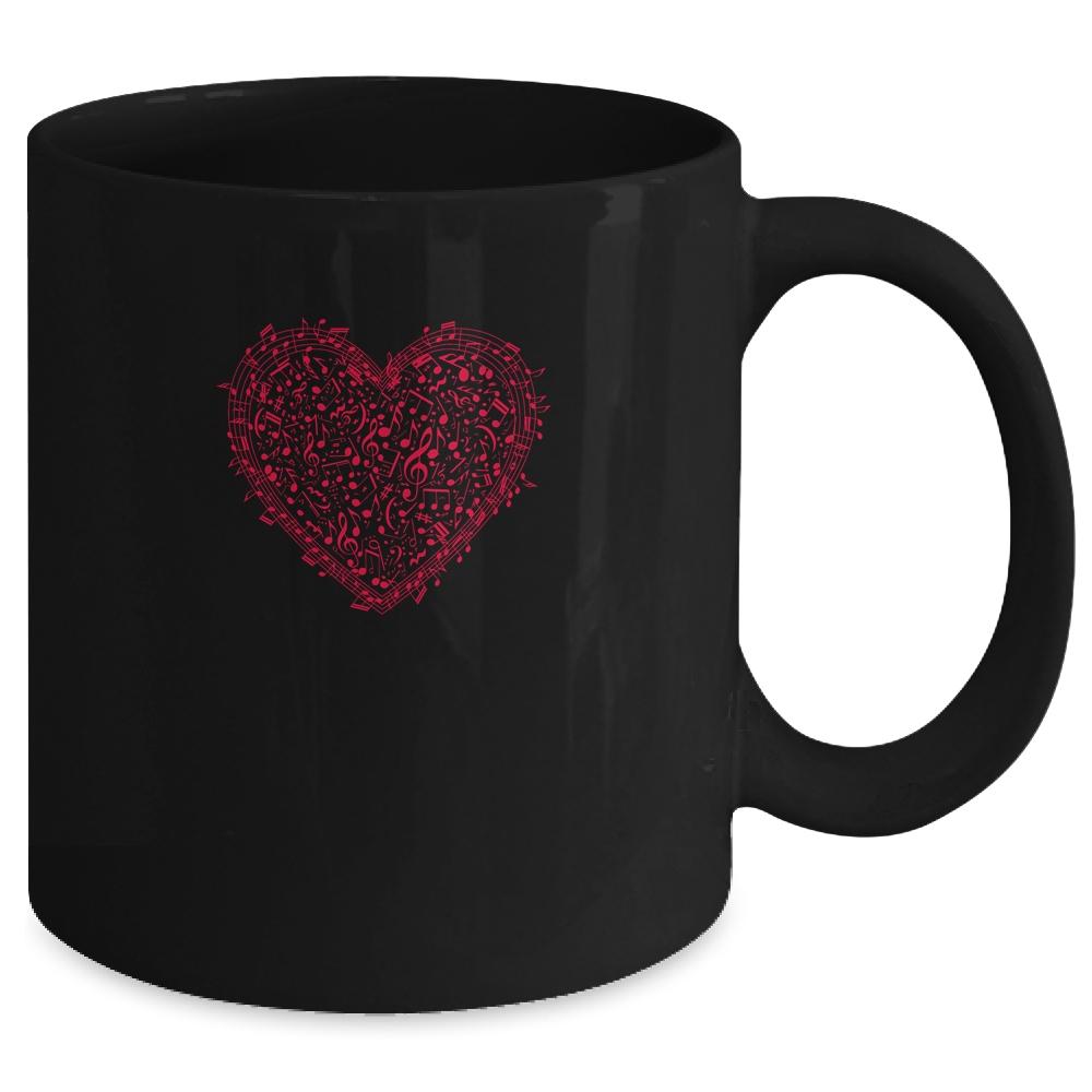 Heart Shape Musical Notes Music Lovers Gift Valentines Day Mug-Coffee Mug-