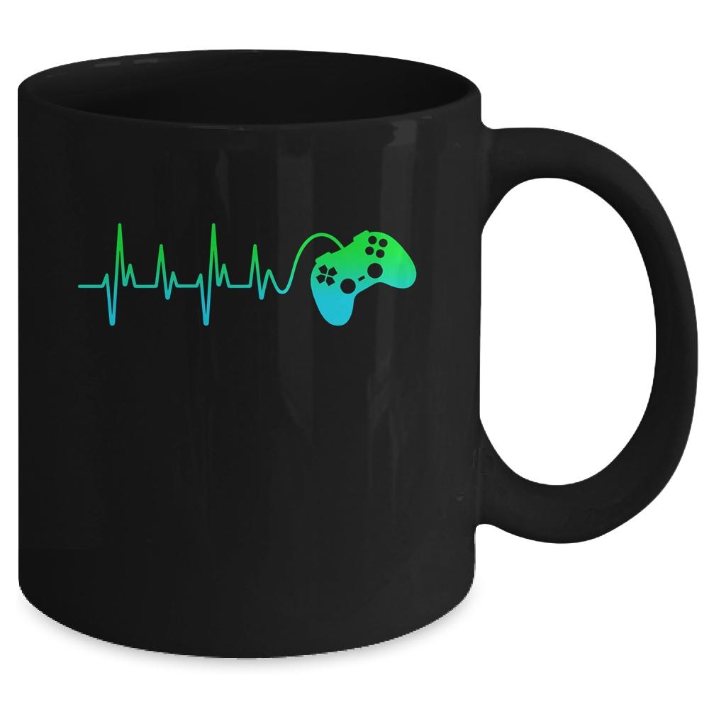 Heartbeat Gamer Gift Video Game Controller Mug-Coffee Mug-Mug-Black