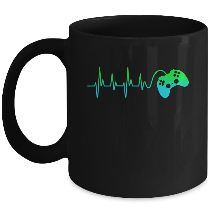 Heartbeat Gamer Gift Video Game Controller Mug-Coffee Mug-Mug-Black