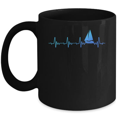Heartbeat Sailing Sailboat Captain Funny Sailors Mug-Coffee Mug-Mug-Black