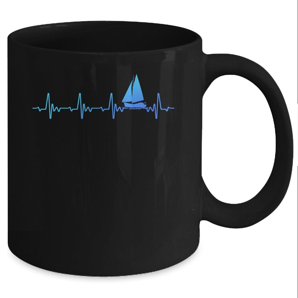 Heartbeat Sailing Sailboat Captain Funny Sailors Mug-Coffee Mug-Mug-Black