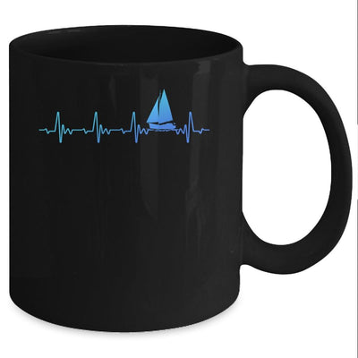 Heartbeat Sailing Sailboat Captain Funny Sailors Mug-Coffee Mug-Mug-Black