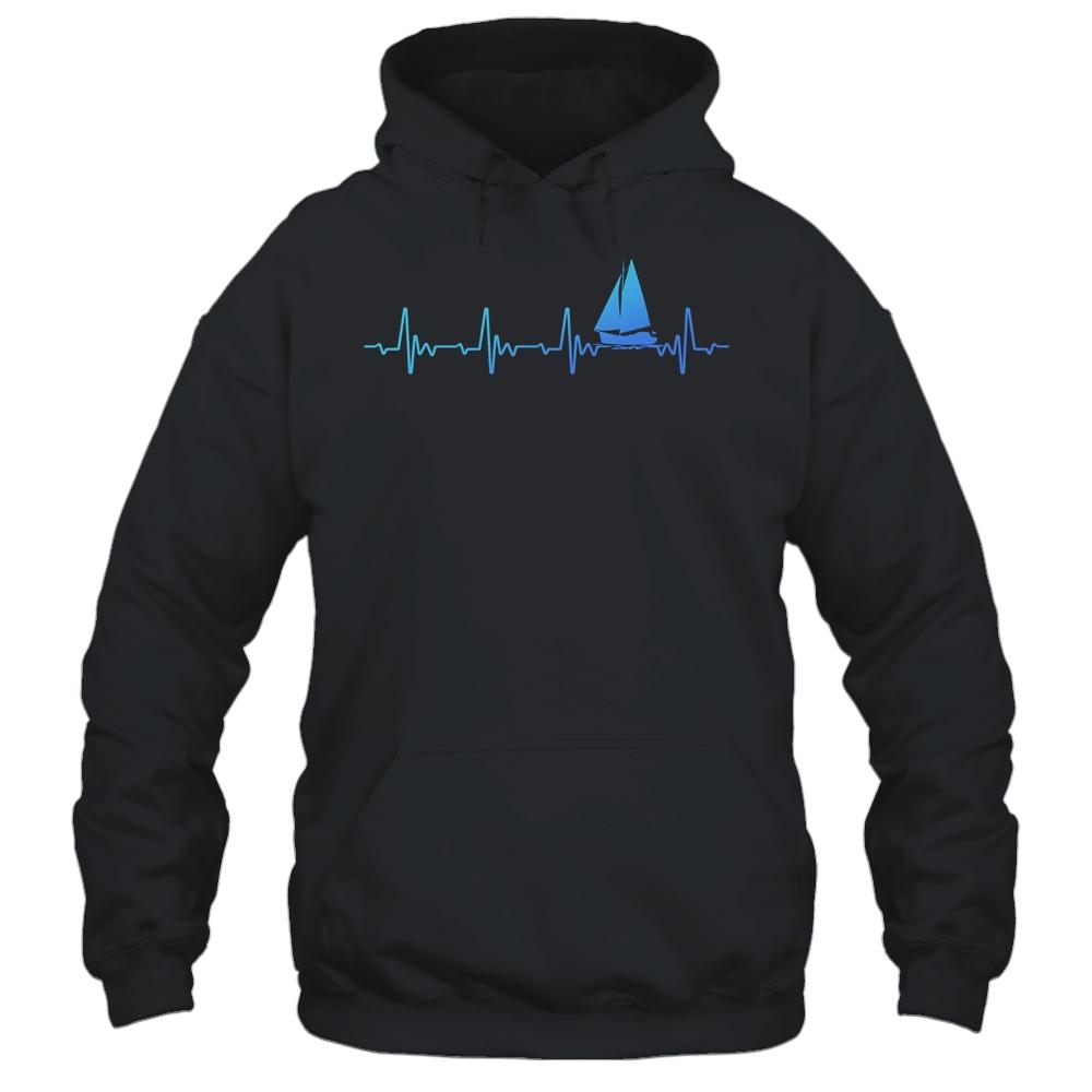 Heartbeat Sailing Sailboat Captain Funny Sailors-T-Shirt & Tank Top-Pullover Hoodie-Black