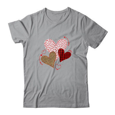 Hearts And Arrows Leopard Plaid Valentines Day-T-Shirt & Hoodie-Classic T-Shirt-Sport Grey