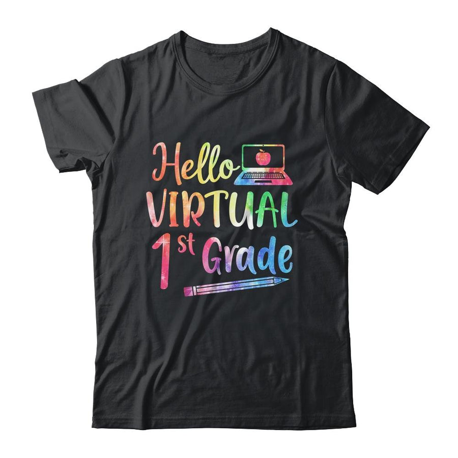 Hello Virtual 1st Grade Teacher Gift Back To School 2021-T-Shirt & Hoodie-Classic T-Shirt-Black