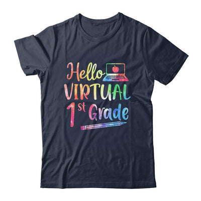 Hello Virtual 1st Grade Teacher Gift Back To School 2021-T-Shirt & Hoodie-Classic T-Shirt-Navy