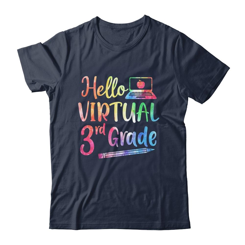 Hello Virtual 3rd Grade Teacher Gift Back To School 2021-T-Shirt & Hoodie-Classic T-Shirt-Navy