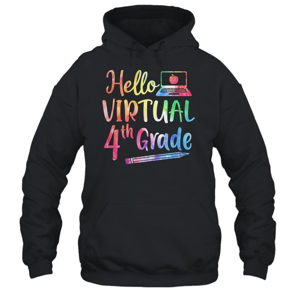 Hello Virtual 4th Grade Teacher Gift Back To School 2021-T-Shirt & Hoodie-Pullover Hoodie-Black