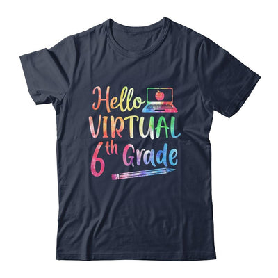 Hello Virtual 6th Grade Teacher Gift Back To School 2021-T-Shirt & Hoodie-Classic T-Shirt-Navy