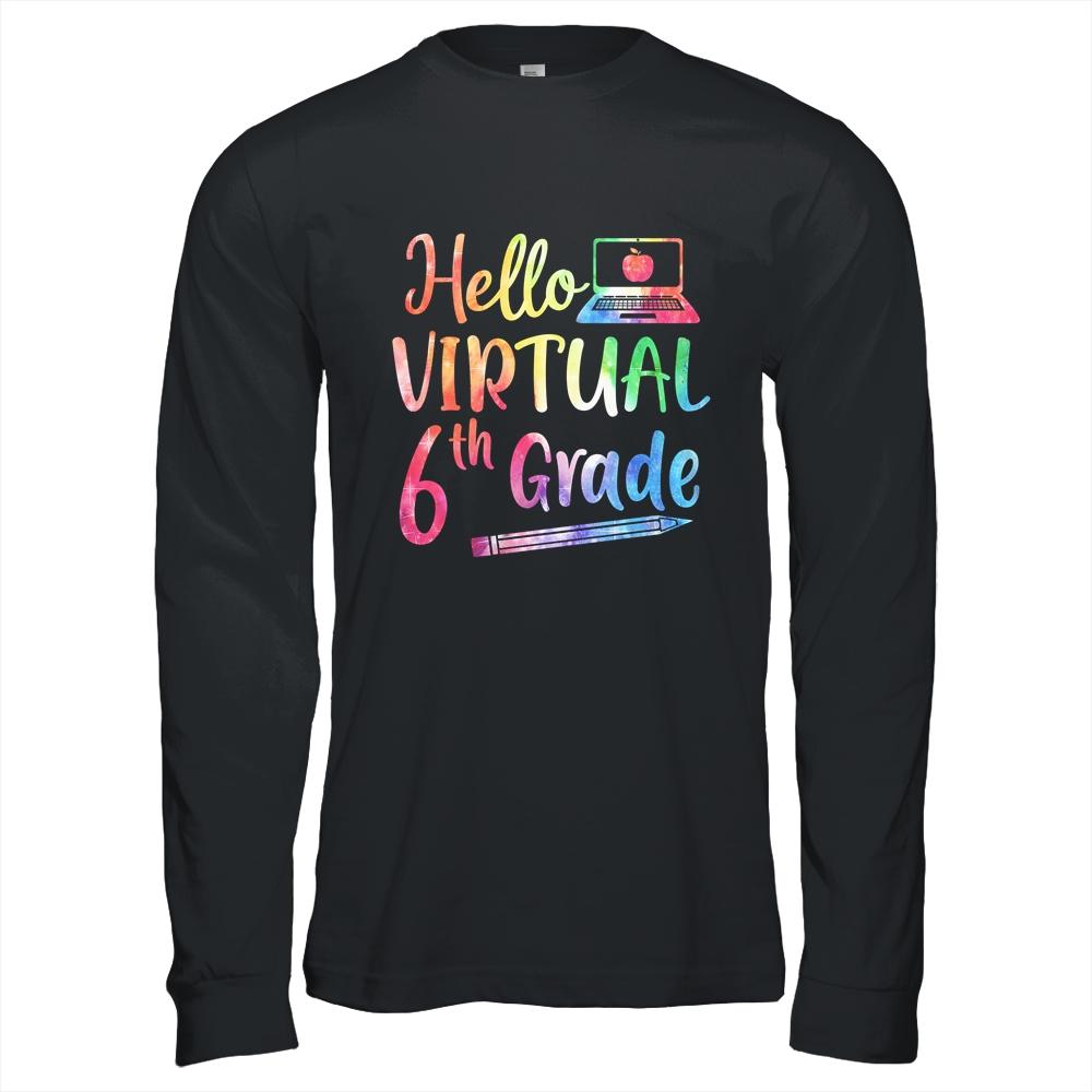 Hello Virtual 6th Grade Teacher Gift Back To School 2021-T-Shirt & Hoodie-Long Sleeve T-Shirt-Black