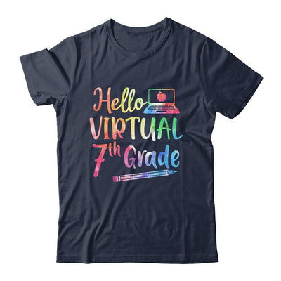 Hello Virtual 7th Grade Teacher Gift Back To School 2021-T-Shirt & Hoodie-Classic T-Shirt-Navy