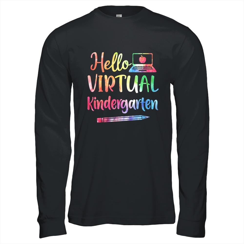 Hello Virtual Kindergarten Teacher Gift Back To School 2021-T-Shirt & Hoodie-Long Sleeve T-Shirt-Black