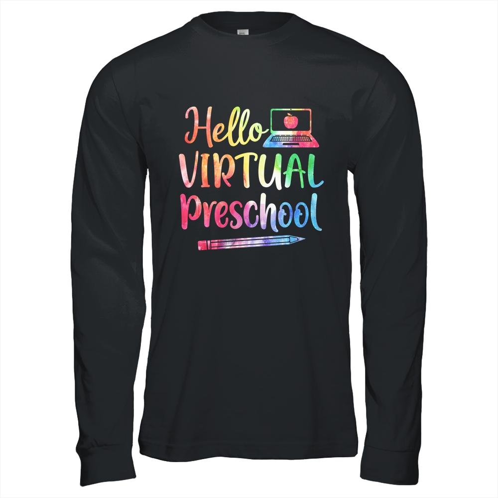 Hello Virtual Preschool Teacher Gift Back To School 2021-T-Shirt & Hoodie-Long Sleeve T-Shirt-Black