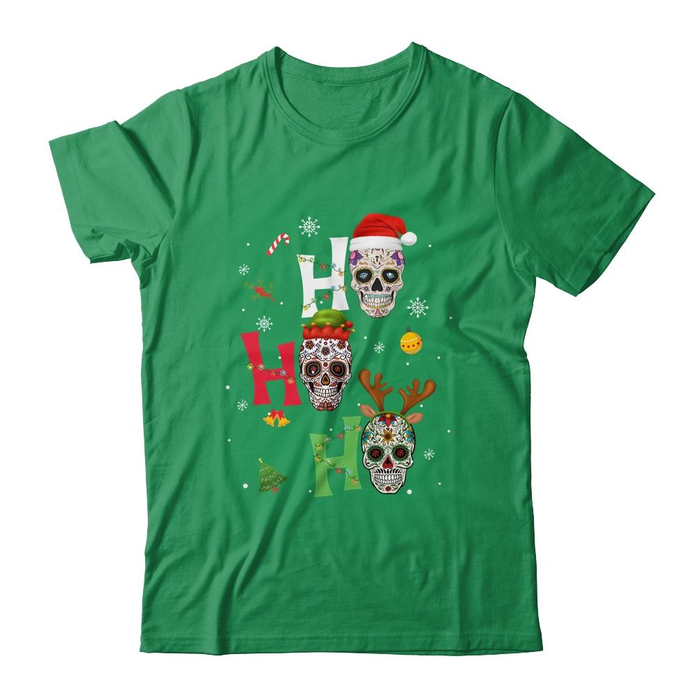 Ho Ho Ho Mexican Skull Santa Hat Christmas Funny Xmas Gift-T-Shirt & Sweatshirt-Classic T-Shirt-Irish Green